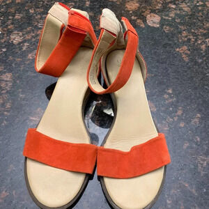 Women's wedge heel, red/orange